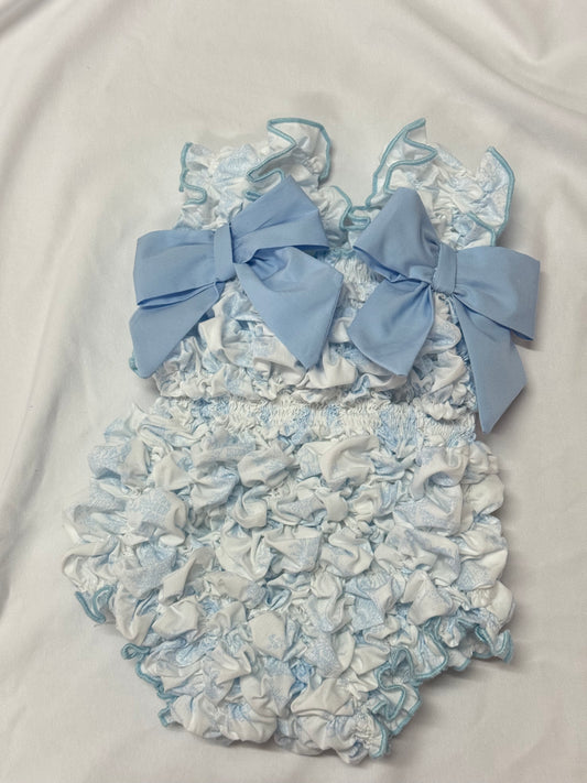 Toile de jouy céleste badpak 3 bows - PRE ORDER