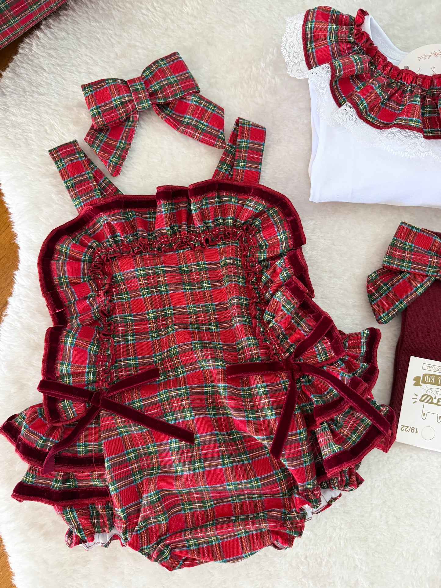 Red tartan romper set top + romper - PRE ORDER