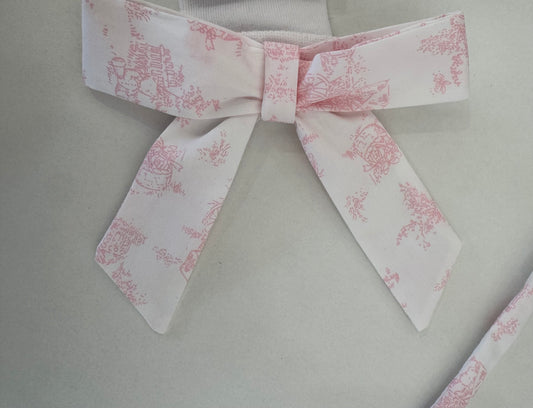 Toile de jouy pink hairbow - pre order