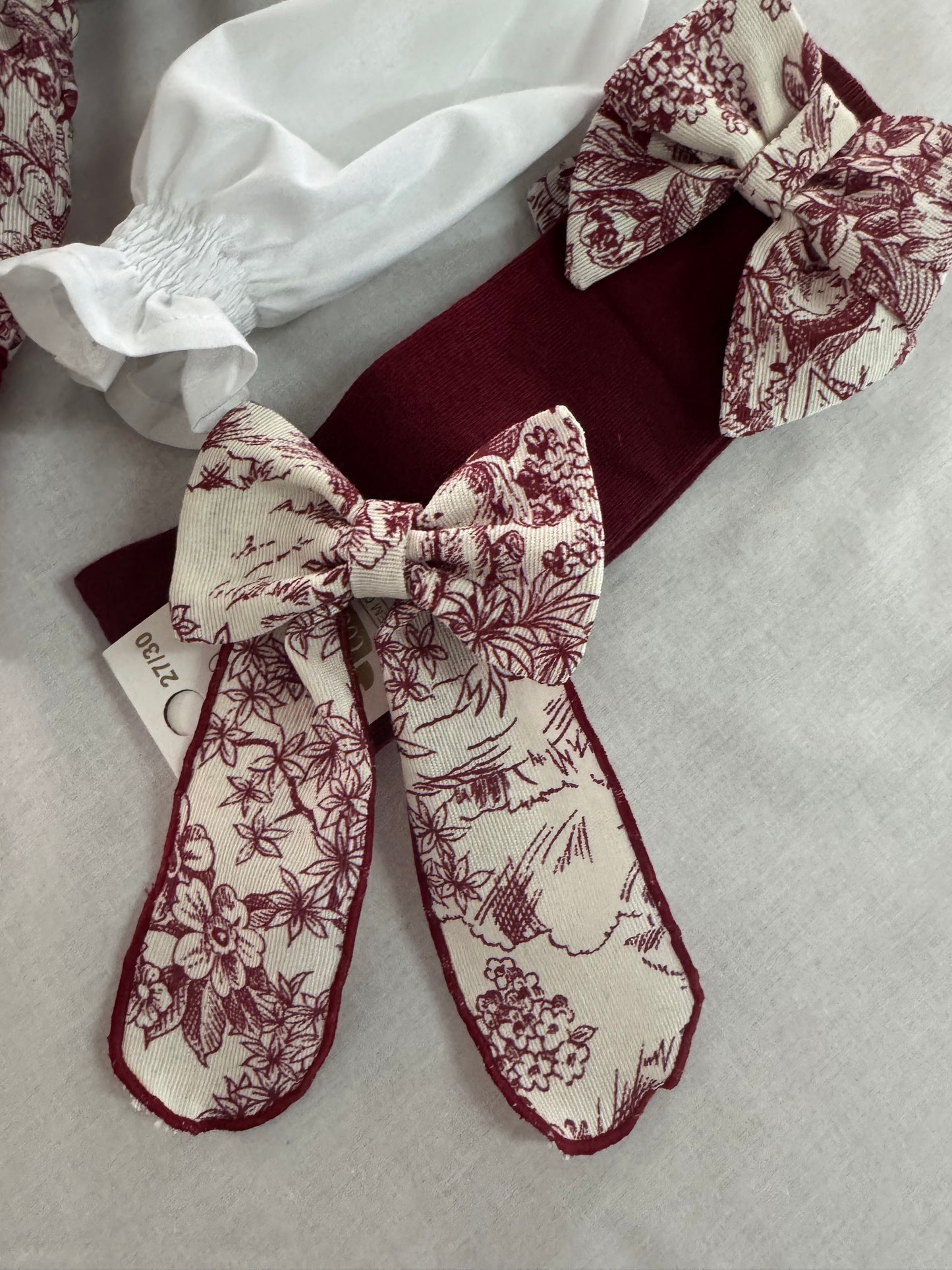 Hairbow toile de Jouy bordeux - PRE ORDER