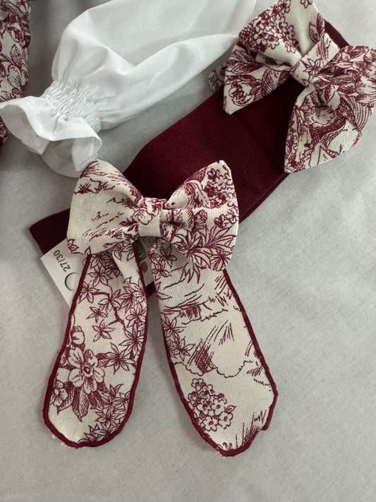 Hairbow toile de Jouy bordeux - PRE ORDER