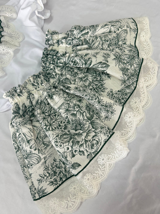 Toile de Jouy green bloomer - PRE ORDER