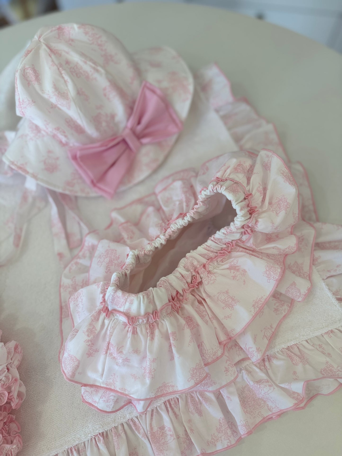 Toile de jouy pink bloomer - pre order