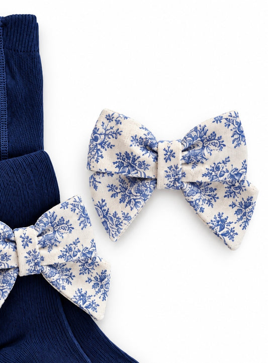 Toile de jouy navy hairbow - PRE ORDER