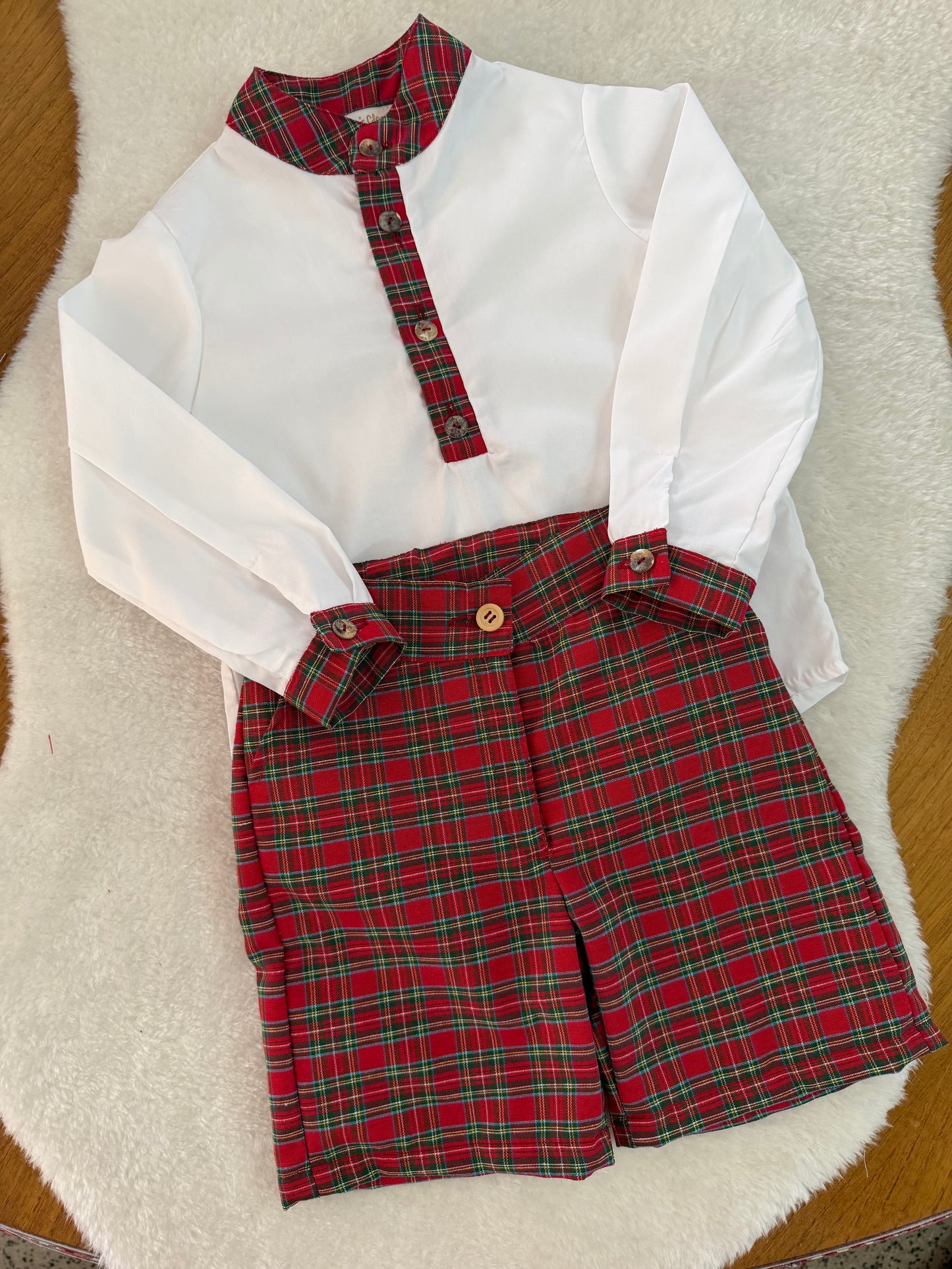 Red tartan short boys - PRE ORDER