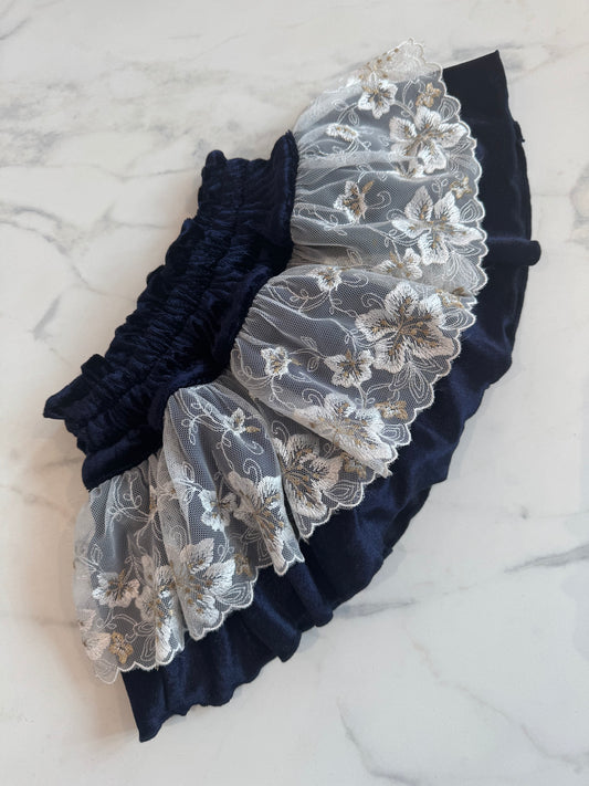 Velvet Navy lace bloomer