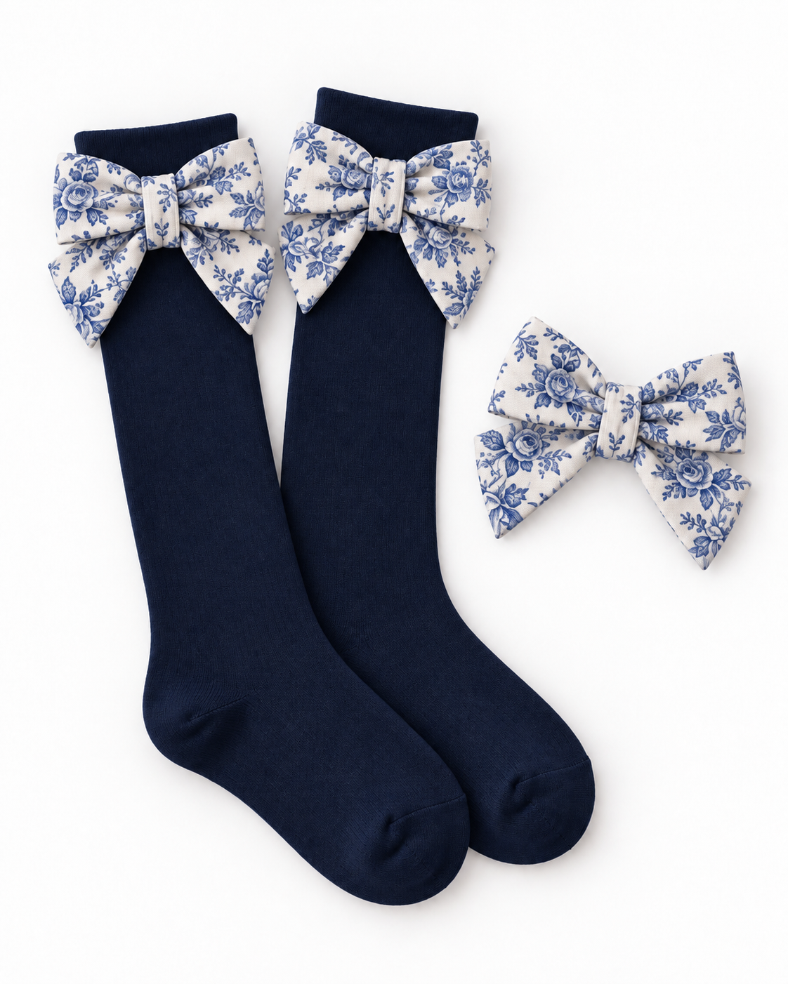 Toile de jouy navy knee socks - PRE ORDER