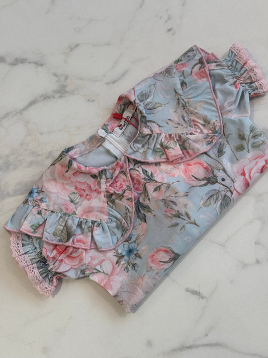 Pink blue blouse
