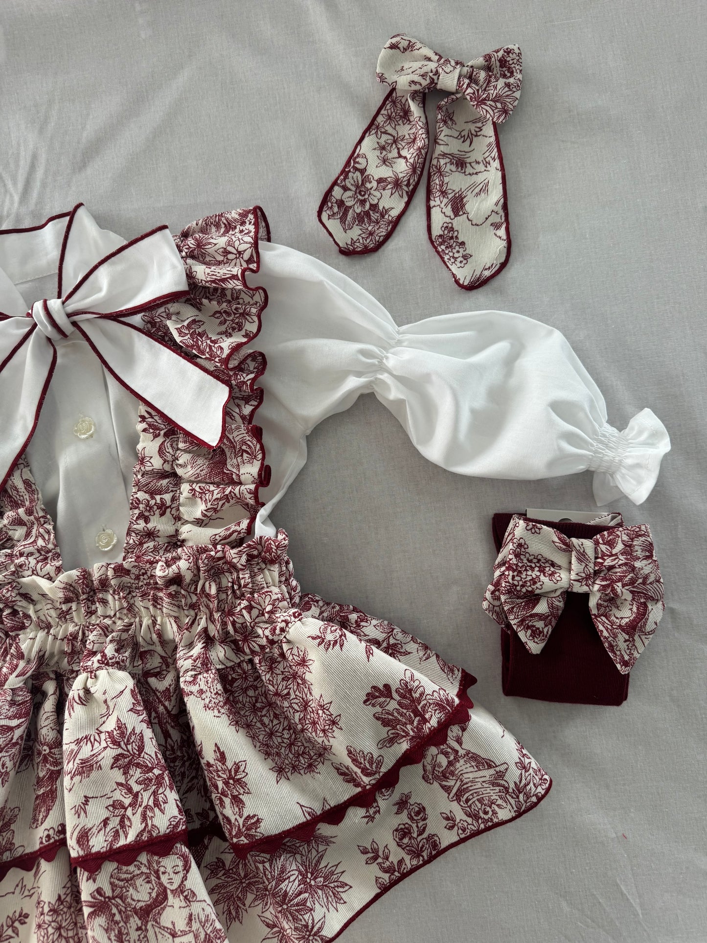 Hairbow toile de Jouy bordeux - PRE ORDER