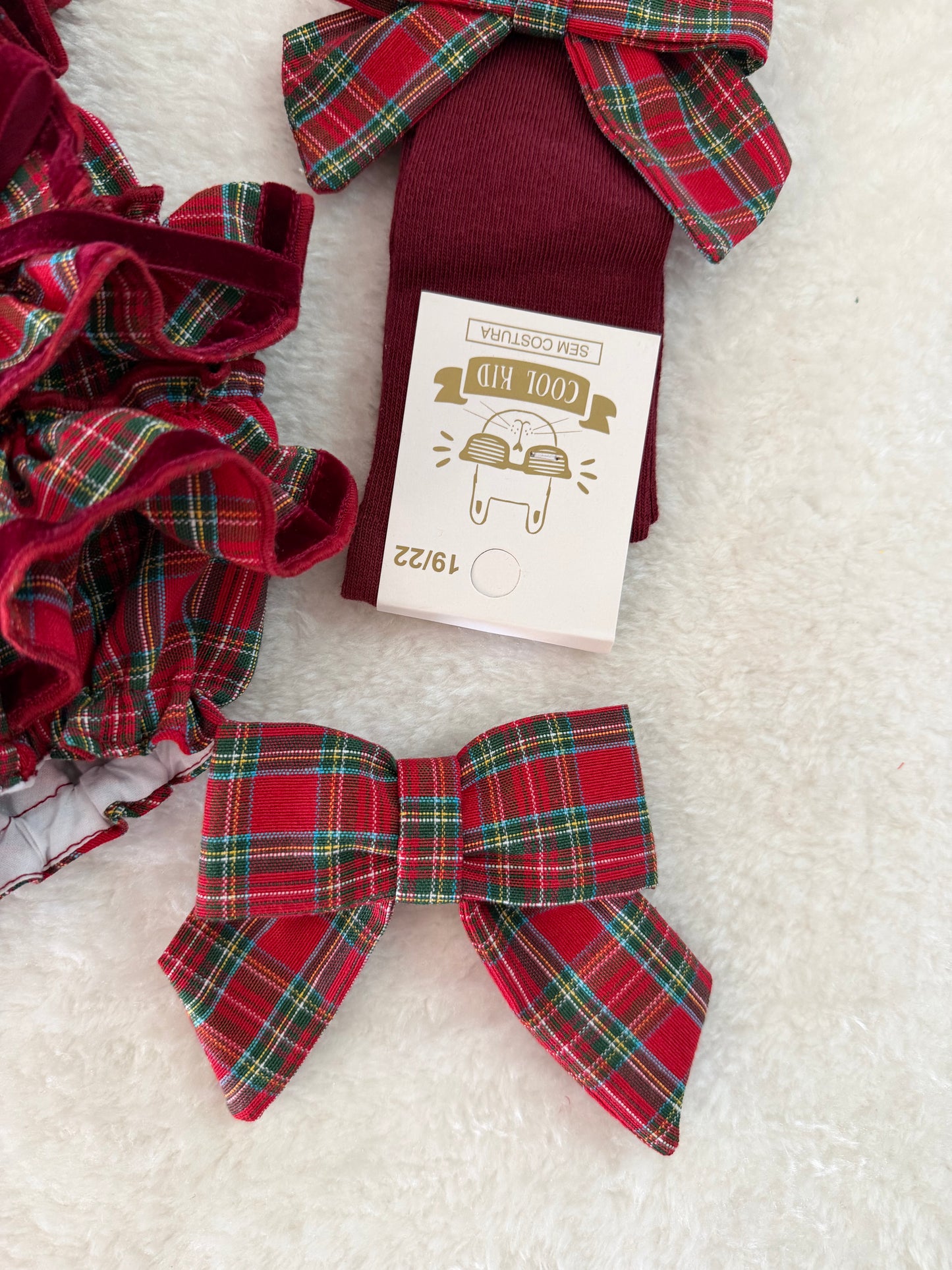 Red tartan hair bow - PRE ORDER