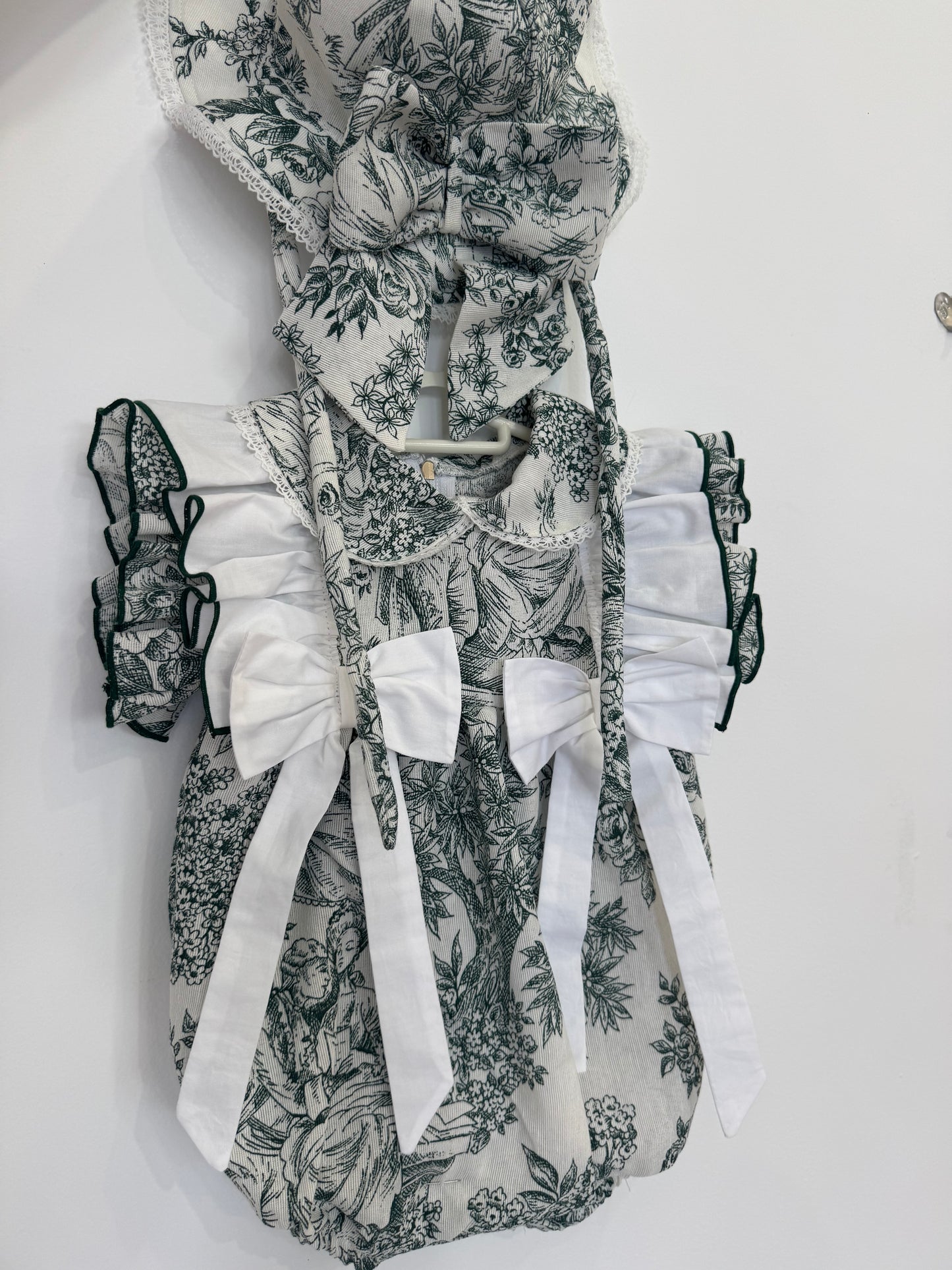 Toile de jouy green Romper- PRE ORDER