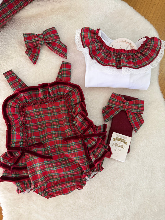 Red tartan hair bow - PRE ORDER