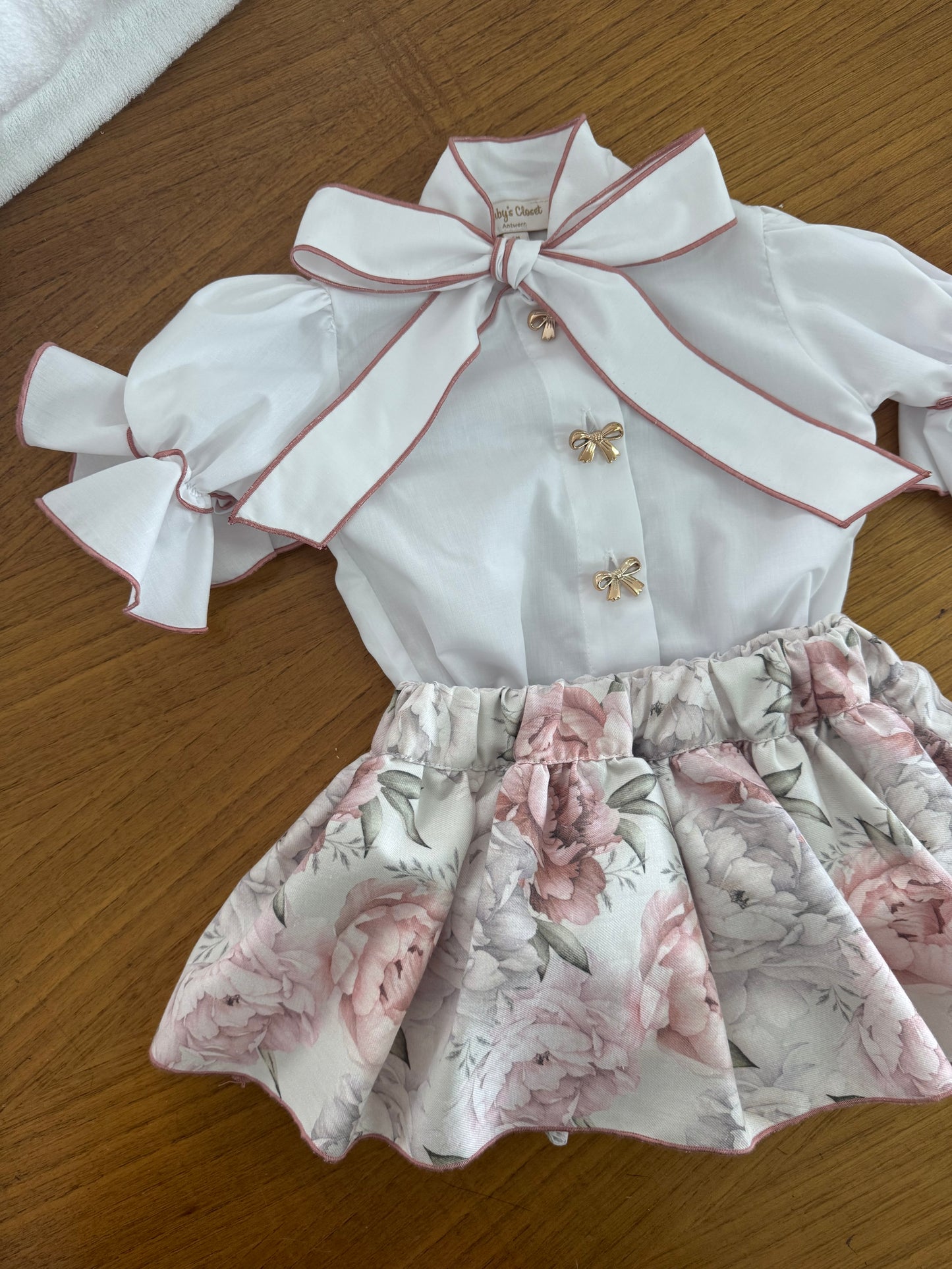 Baby’s closet Old pink bow blouse - PRE ORDER