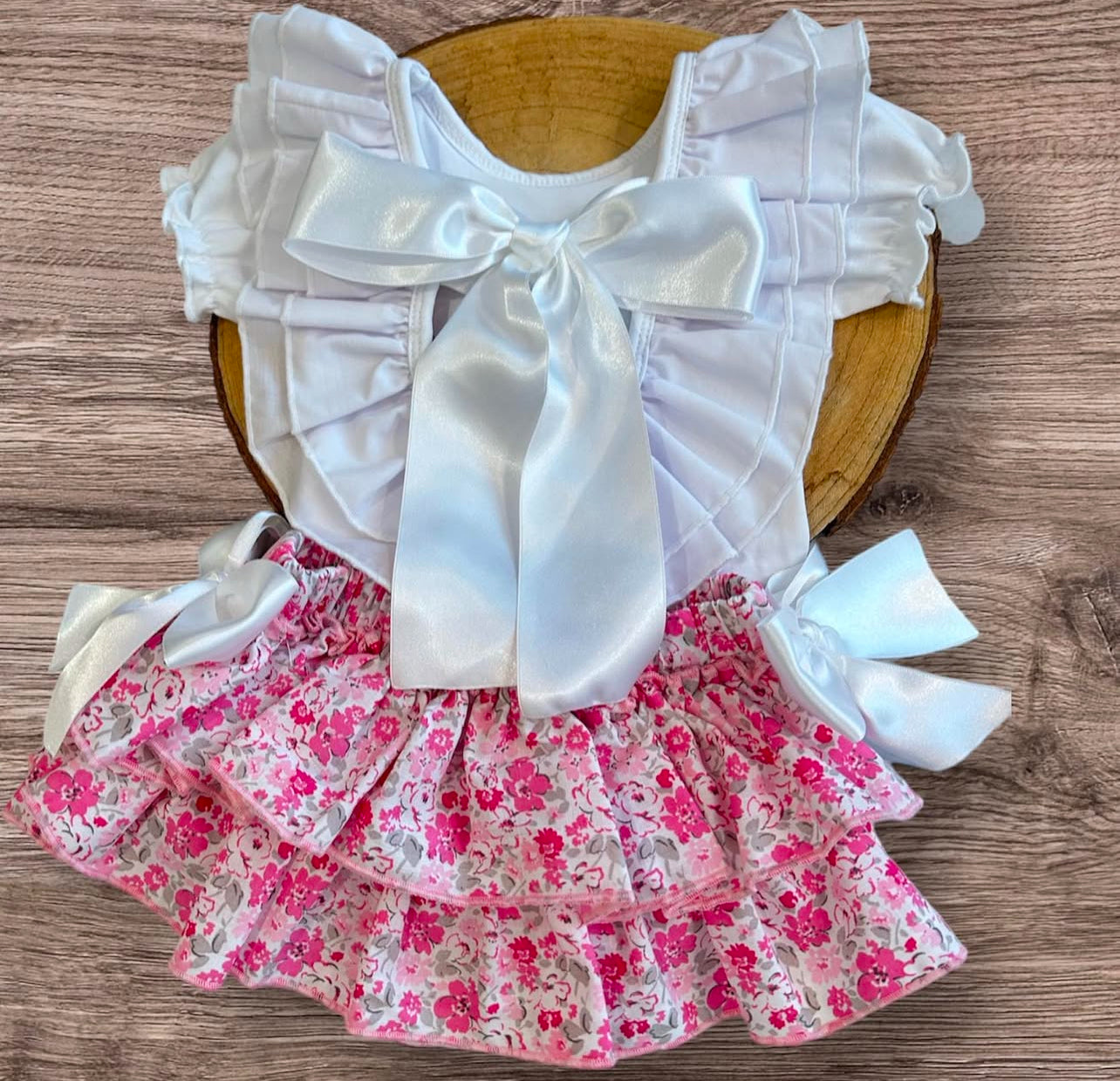 Pink white bow Bloomer