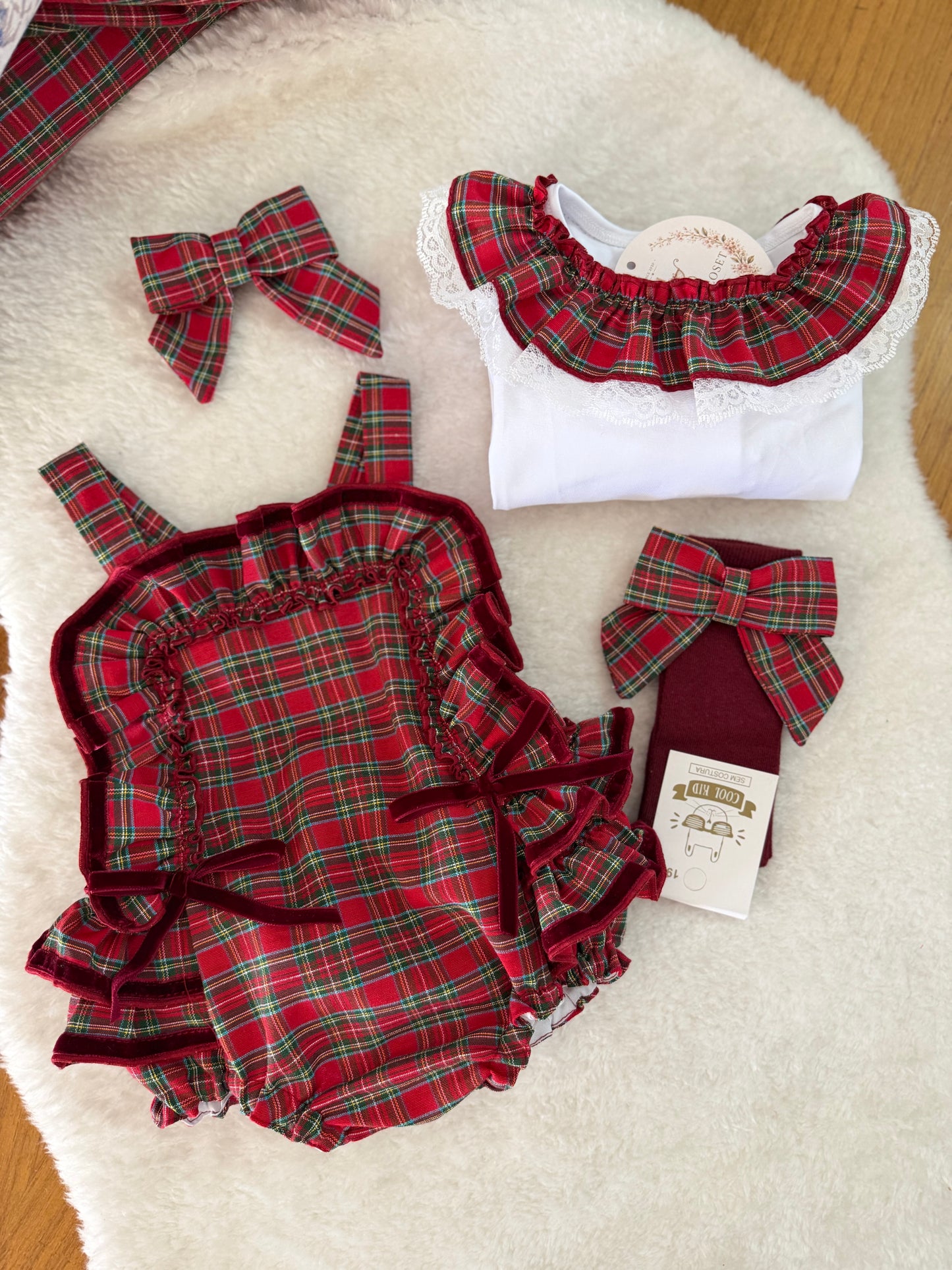 Red tartan romper set top + romper - PRE ORDER