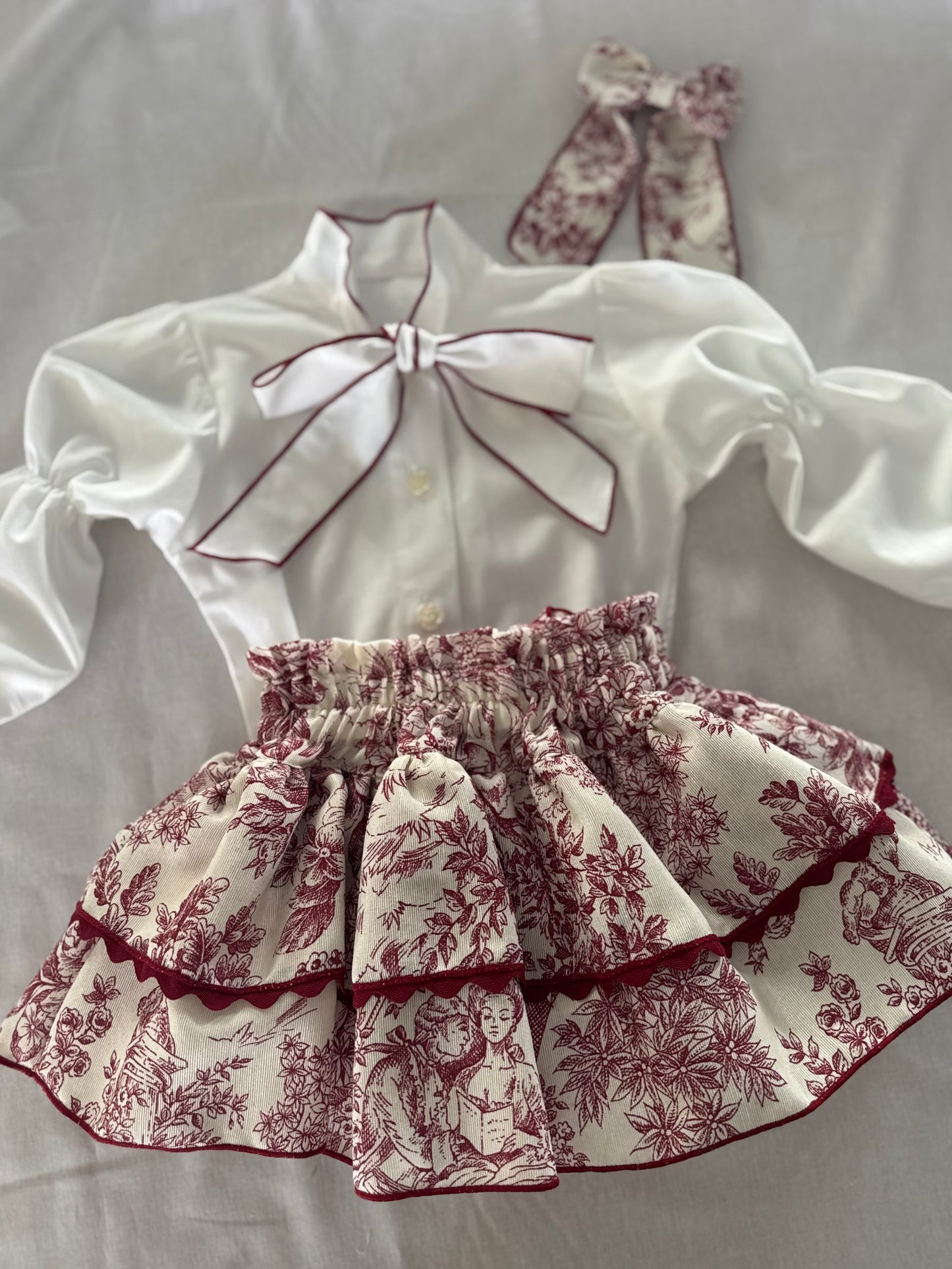 Toile de Jouy bordeux bloomer set - PRE ORDER