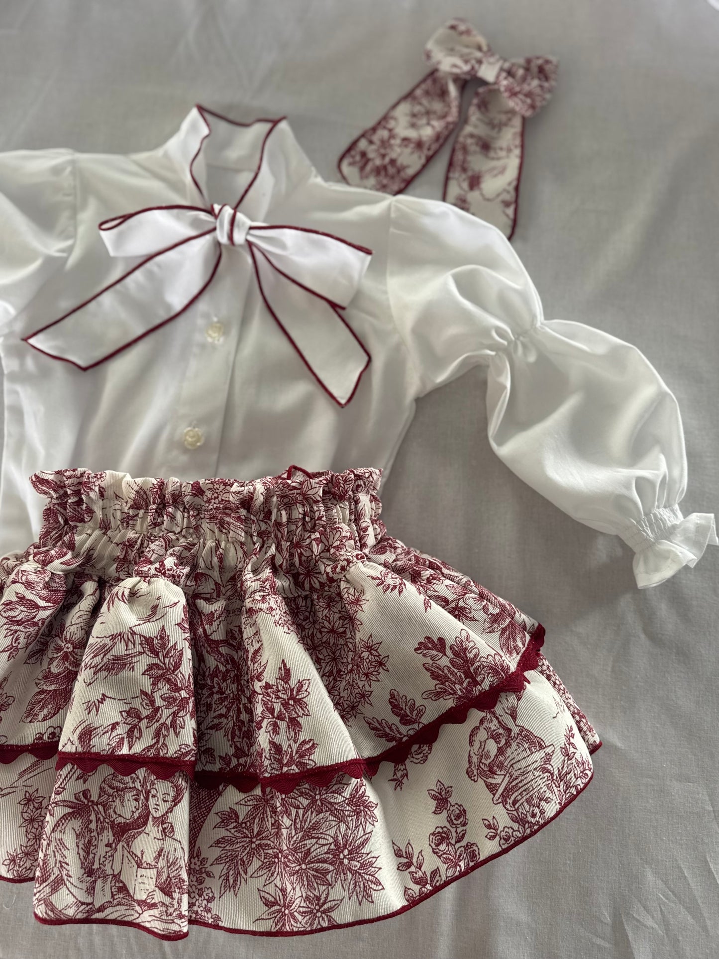 Toile de Jouy bordeux bloomer set - PRE ORDER