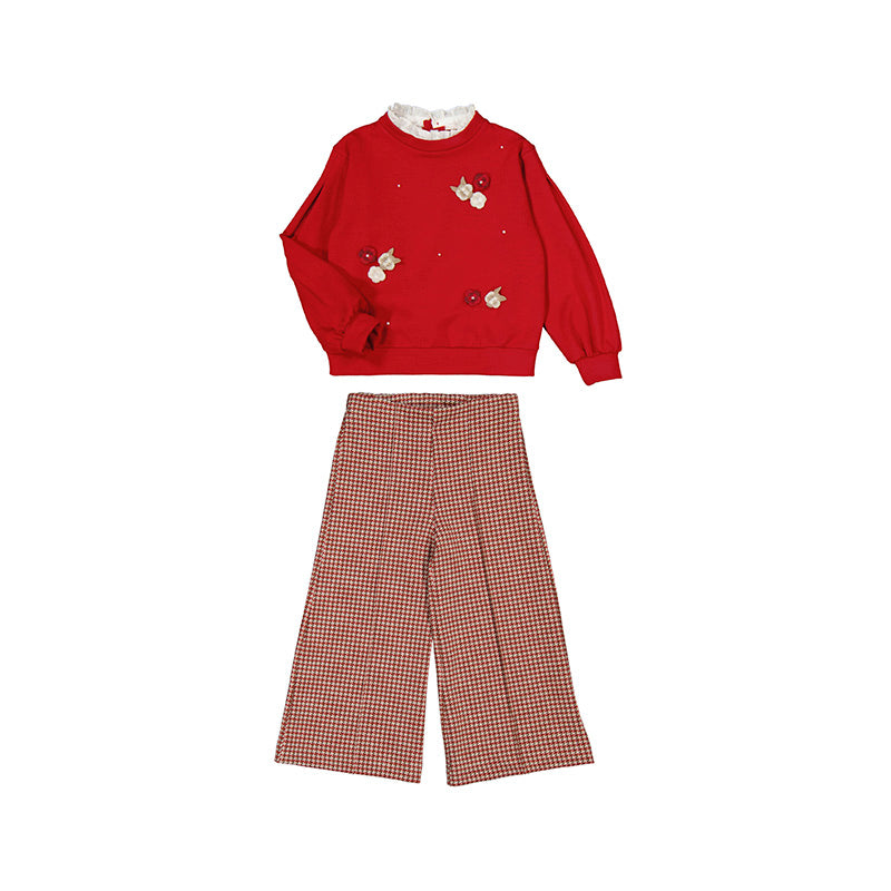 Red Knit trouser set Mayoral