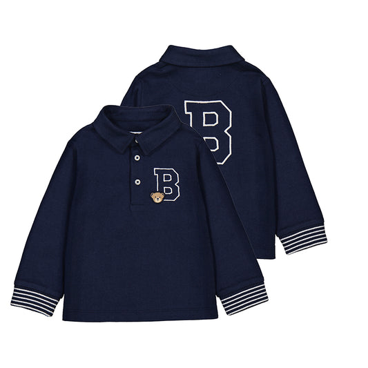Blue  L/s smooth detail polo