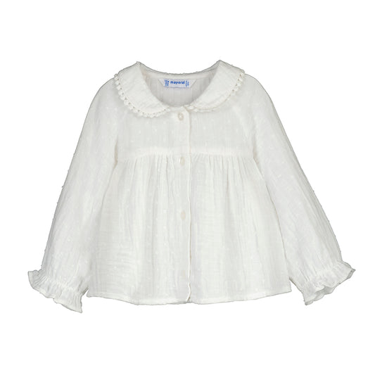 Cream plumeti chiffon blouse