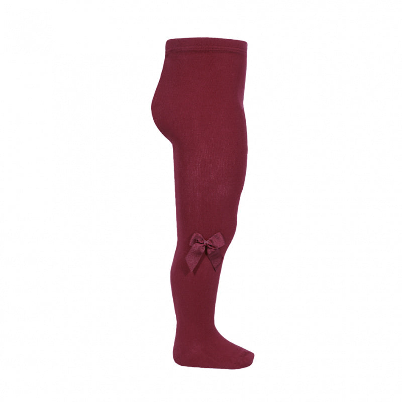 TIGHTS WITH SIDE GROSSGRAN BOW GARNET - CONDOR